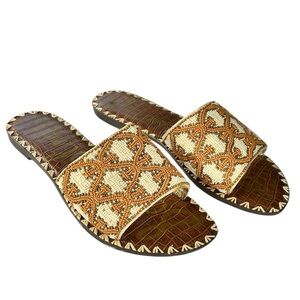 Sam Edelman Brown and Tan Beaded Sandals
